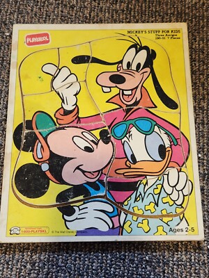 W*i様 激レア　90s Disney made in USA Vintage 90s Disney Children's Playskool Wooden Puzzle- Mickey