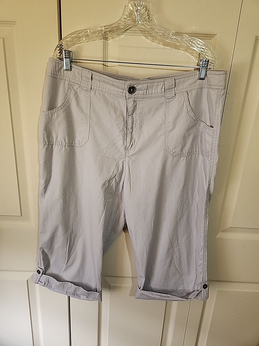 Christopher Banks Capri Pants Women's Size 16 White Gray Roll