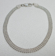 STERLING SILVER BALL BEAD CHAIN BRACELET 7 1/2 INCH SU 925 ITALY 11