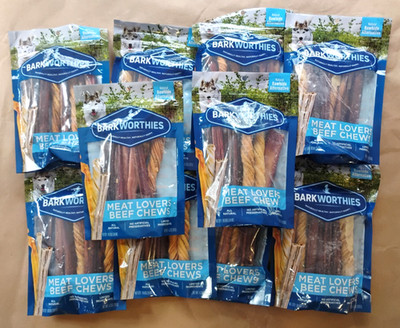 LOT OF 100  Barkworthies Meat Lovers Beef Dog Chews Sticks Natural  - Exp 03/28