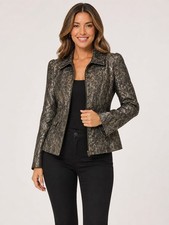 Chico's Metallic Jacquard Zip-Front Jacket A179JC