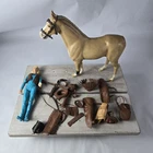 Marx Johnny West Jane West and Horse Thunderbolt Palomino Parts Lot AS IS