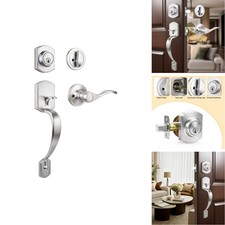 Probrico Front Door Lock Set Satin Nickel Deadbolt Single Cylinder 1 Set