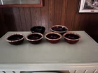 Hull Oven Proof USA Ceramic Pottery Brown Glossy Round Bowl Set Five-Piece 6" 7"