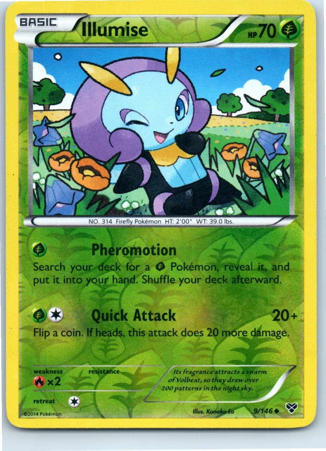 Illumise XY Base Set 9/146 Uncommon Reverse Holo Pokemon Near Mint