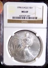 AMERICAN SILER EAGLE 1996 NGC MS 69 FROSTY WHITE PQ BLAZER 1 TROY OZ RARE DATE