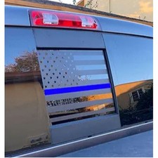 Rear Middle Window American Flag Decals Stickers for Truck Matte Black Blue Lin