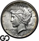 1924-S Peace Dollar, Choice AU Better Date San Francisco Issue