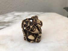 Antique Japanese 18 Th Century Edo Stag Antler Netsuke Gamma Sending