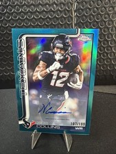 Nico Collins Topps Chrome Aqua Refractor Base Auto Variation /199