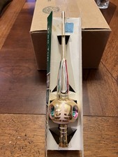 Vintage Glass Mica Triple Indent Fantasia Polish Christmas Tree Topper 11.25”