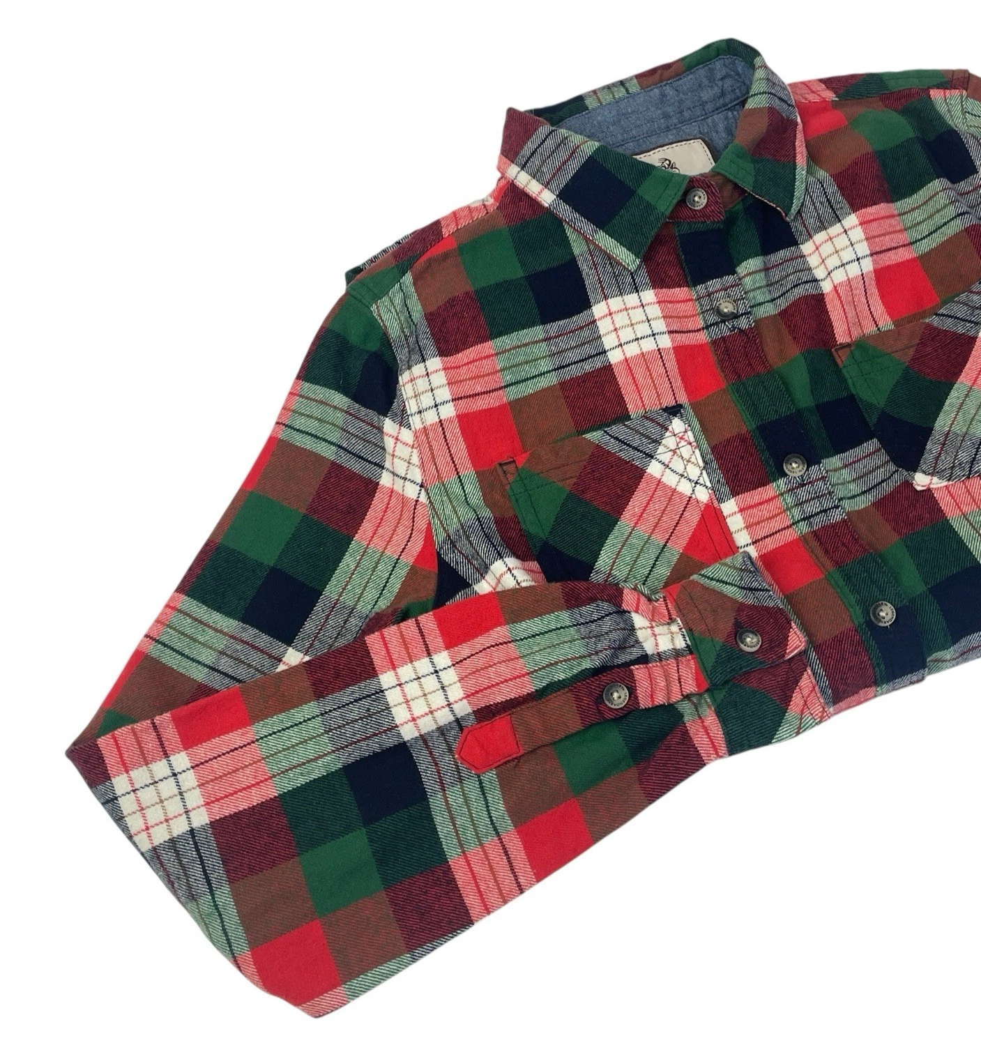 Legendary Whitetails Flannel Shirt Small Red Green Plaid Outdoor Cotton
