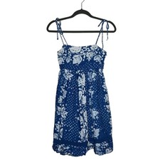 Vintage 2001 Y2K Gap Dress Women's 0 100% Linen Batik Floral	