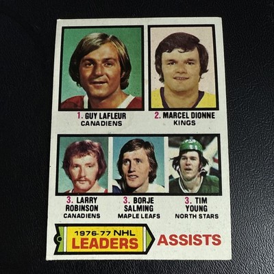 1977-78 Topps NHL Assists Leaders for 76-77, #2 (LaFleur/Dionne/Young) EX