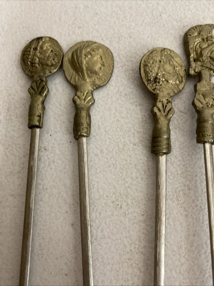 Set of 12 vintage Unique Brass & Stainless Steel Kebab Skewers 32cm Length - Image 2 of 4