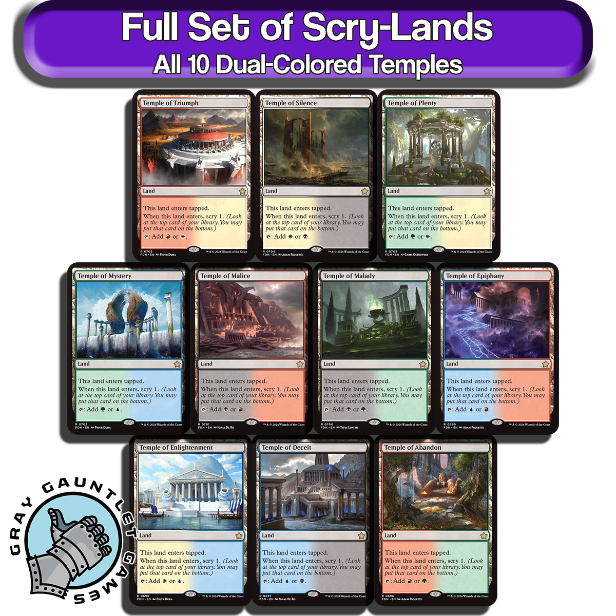 Scry Lands MTG Dual Lands Full Set All 10 Temples Magic Commander