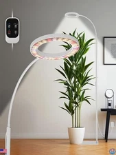 GLOWRIUM 24W Full Spectrum LED Grow Light - Adjustable Height, Dimming, Timer