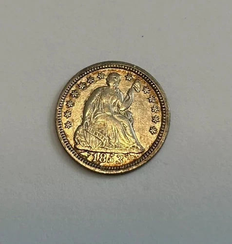 1853 Seated Liberty Half Dime, with Arrows Au