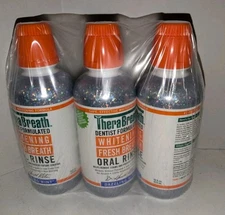 3 PK Therabreath Whitening Fresh Breath Oral Rinse Dazzling Mint 16 Oz Exp 08/25