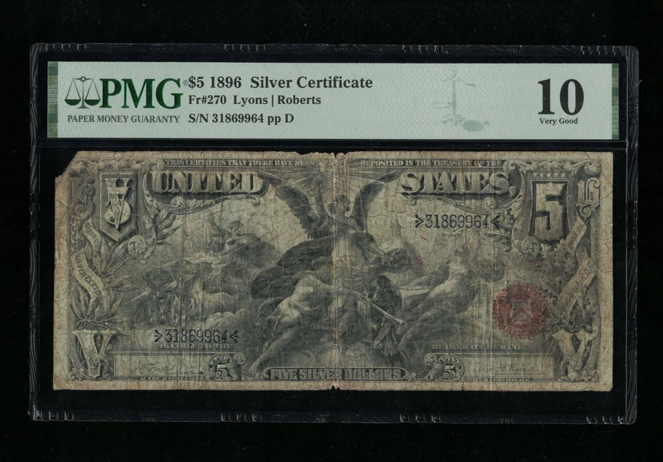 SC 1896 $5 Fr.270 Silver Certificate Educational PMG 10 (964) - Image 2 of 4