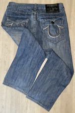 True Religion Rainbow Billy 38x28 Denim Jean Pants Blue Made in USA