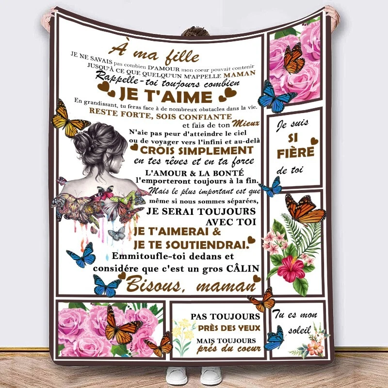 French Letters Blanket To My Son In French Warm Throw Blanket for Bed Sofa Gift - Image 4 of 4