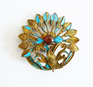 Qing Dynasty Kingfisher feather Pendant Antique VINTAGE Chinese 19th Tian-tsui點翠