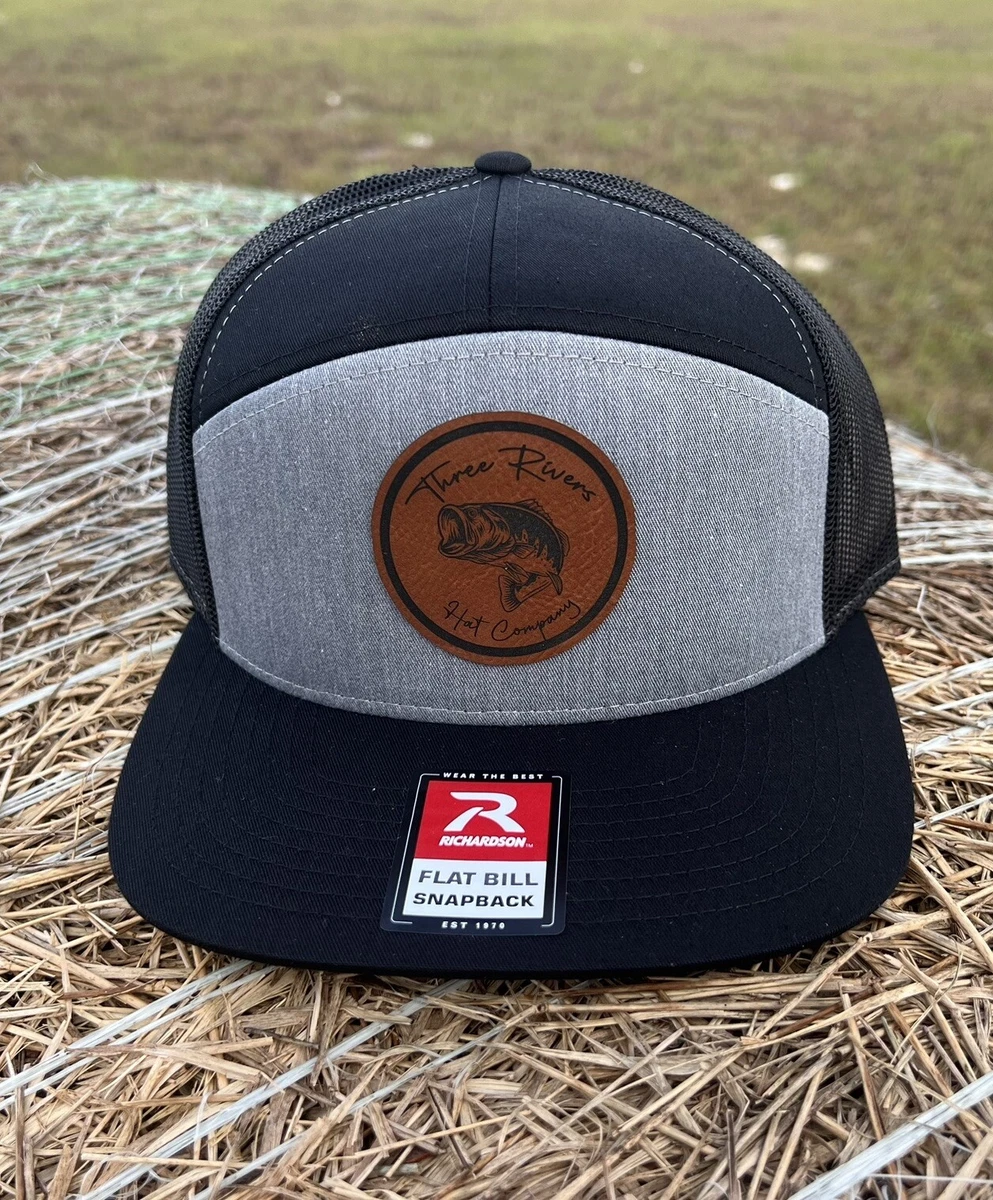 🔥🔥 Bass Fishing 🔥🔥 Leather Patch-Richardson 168 Flat Bill Snapback Hat