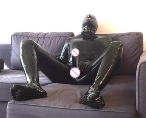Men latex full cover catsuit with toes penis sheath custom made | eBay