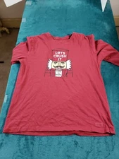 Life is Good T-Shirt Mens Red Long Sleeve Sz Large Lets Crush it Cotton Logo