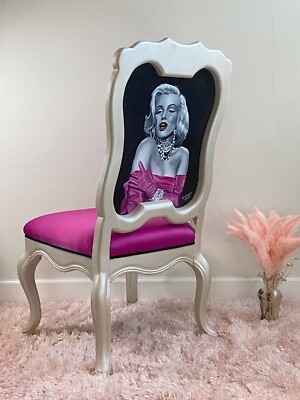 Marilyn Monroe hot pink custom portrait vanity chair