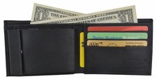 Mens Genuine Lambskin Soft Leather Bifold Snap Credit Card Holder Pocket Wallet