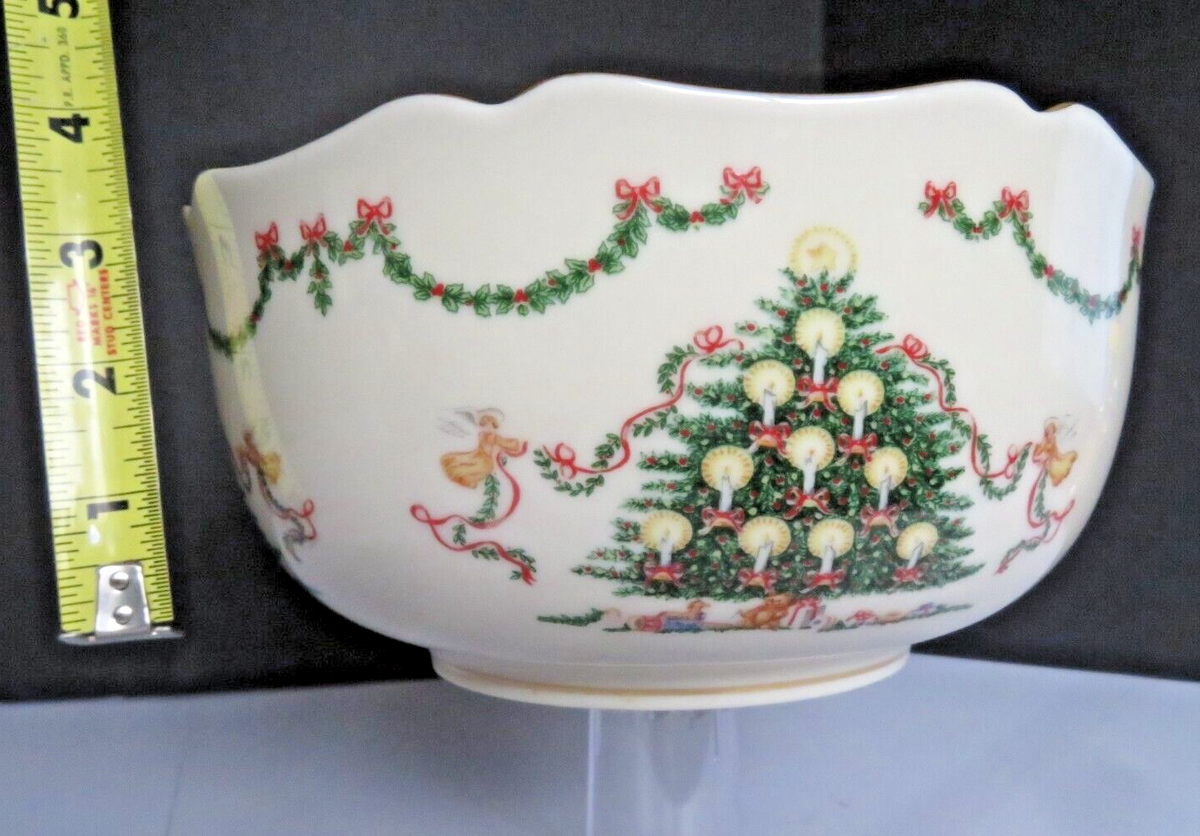 1992 VINTAGE LENOX® The Joys of Christmas Bowl Gold Fine Ivory
