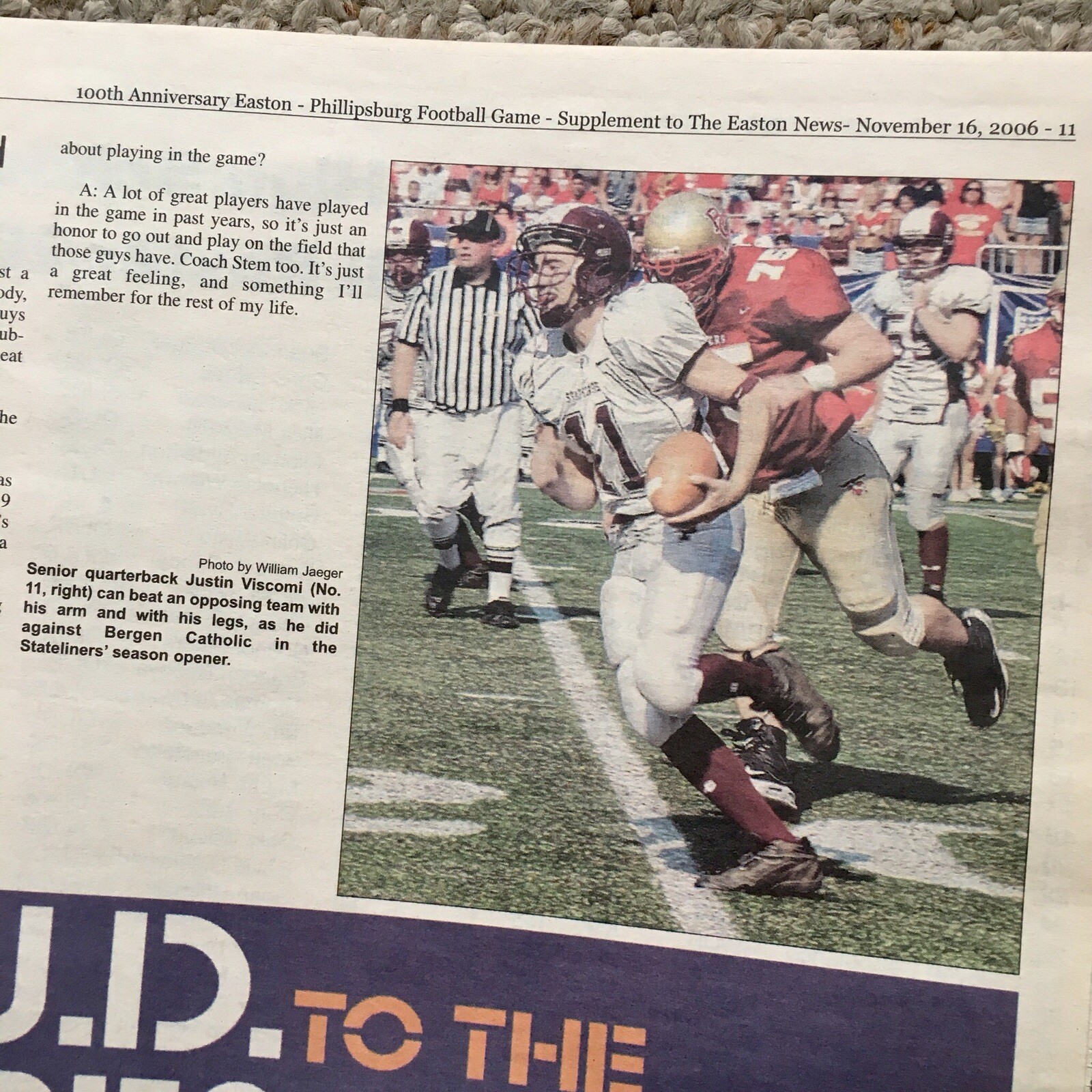 2006 Easton vs Phillipsburg 100th High School Football Game Newspaper