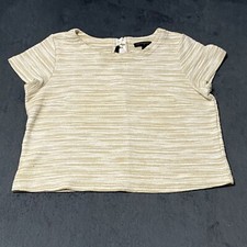 Banana Republic Blouse Womens M Cream White Keyhole Neck Knit Cropped Top