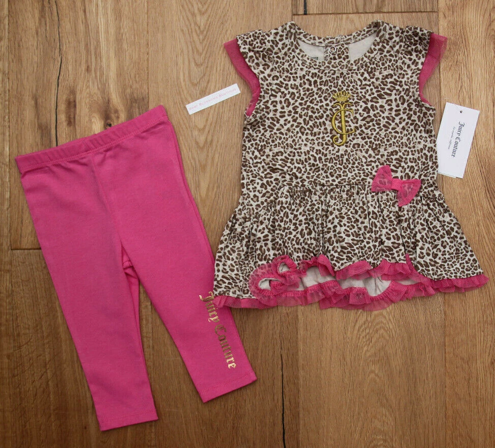 Juicy Couture Baby Girl Top & Legging Set ~ Fuchsia, Brown & Gold ~ Leopard ~