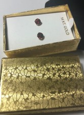 Solid 14k Yellow Gold and Round Red Cubic Zirconia CZ Solitaire Stud Earrings