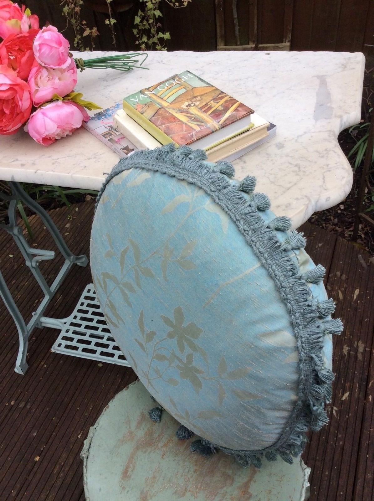 Chic Tassel Frill Cushion Round Pillow Cover + Bolster