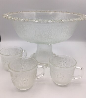 Masserini Barroco italienische Glas 70er Mid Century Bowle mit Fuß Schale 3 Tassen