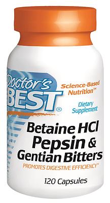 Betain HCI Pepsin & Enzianbitter - 120 Kappen - Doctor's Best