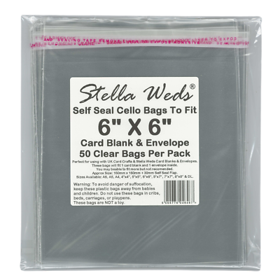 Clear Self Seal Bags To Fit 6x6 Card Blank & Envelope x 50 Per Pack | eBay
