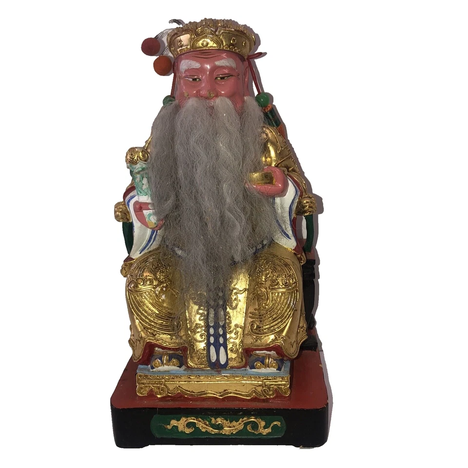 Templo chino de madera dorada estatua de Dios - Viejo hombre Foto 2 de 4