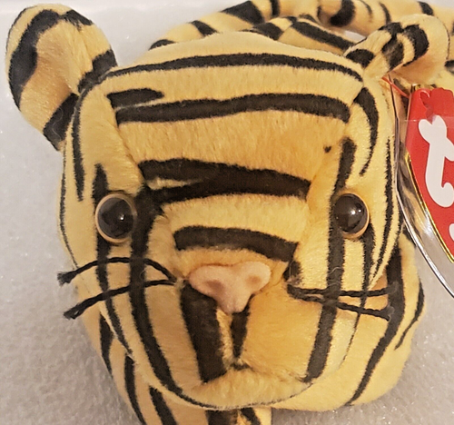 TY ORIGINALE BEANIE BABY 1995 - Stripes the Tiger - 10"" - Foto 3 di 9