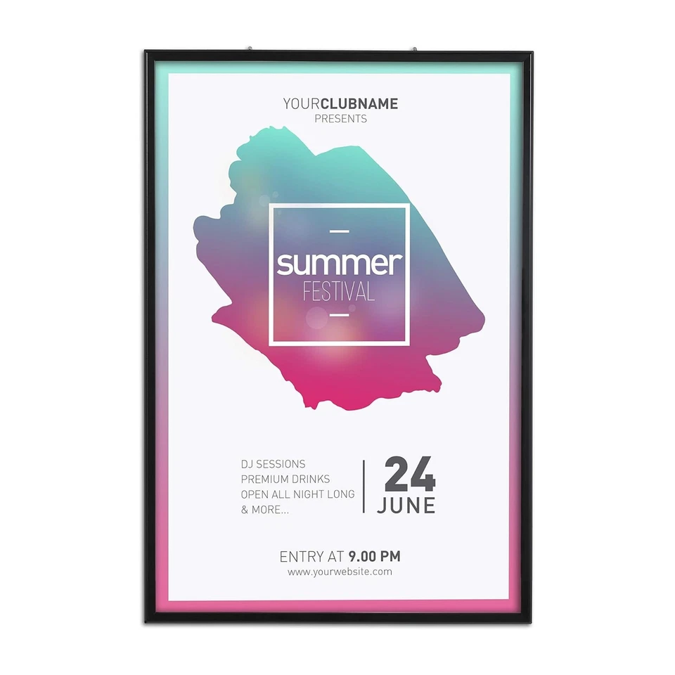 Portable Snap Poster Frame 1.25" Aluminum Front Loading Wall Mount 40x60 Black - Image 2 of 4