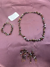 handmade necklace bracelet earring set Mixed Chips Little Leaf Boxwood Beads