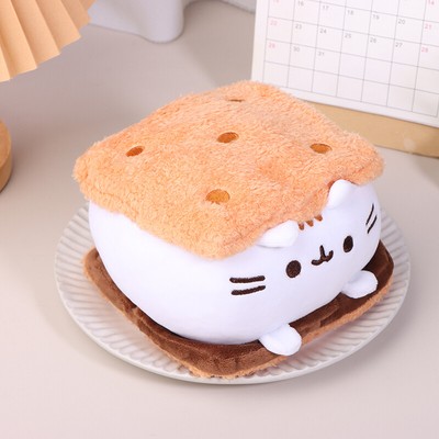 Kawaii Chocolate Cookie Fat Cat Plush Pillow begleitet Sie zu Hause Dekorat Y4