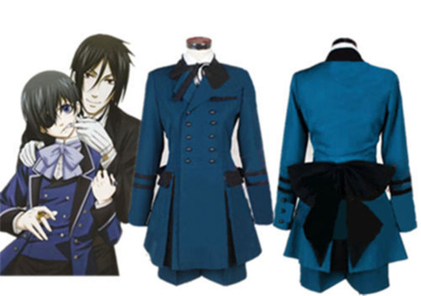 Black Butler Ciel Phantomhive Cosplay Costume – Full Set With Coat, Shirt, Pants & Bow
