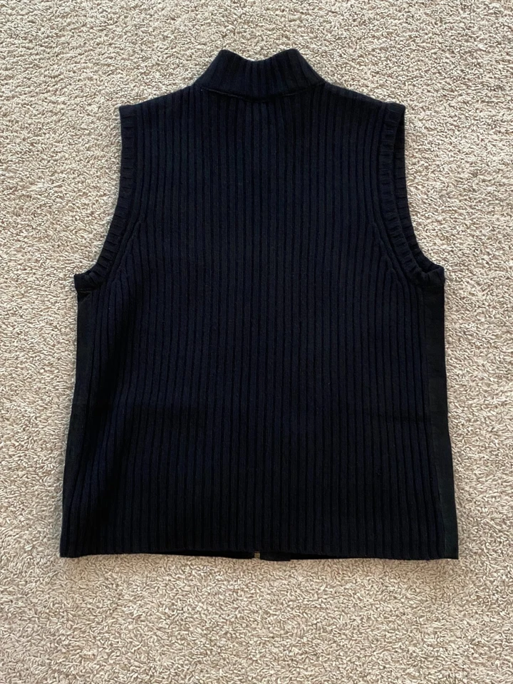 Chaleco Lauren Ralph Lauren Cuero Frontal Lana Merino Cremallera Completa Talla XL Negro Foto 3 de 4