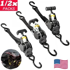 1/2x 130in Long Automatic Retractable Self Retracting Tie Down Strap Heavy Duty