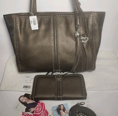 BRIGHTON PRETTY TOUGH TASSELED STUDDED JAX ORGANIZER TOTE & ROCKMORE WALLET SET